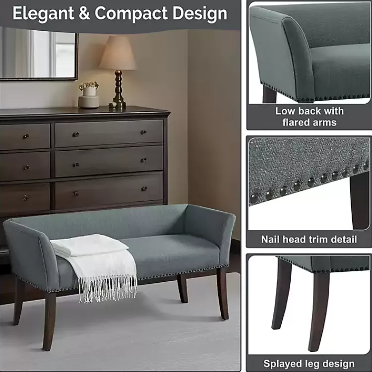blue_low_back_flared_nailhead_trim_bench_6.webp Low Back Flared Nailhead Trim Bench>Kirklands Home Flash Sale