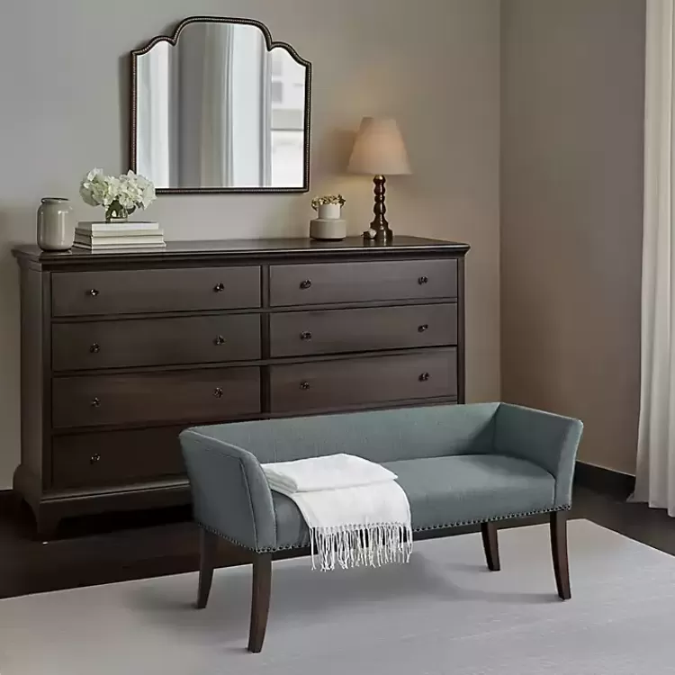 blue_low_back_flared_nailhead_trim_bench_7.webp Low Back Flared Nailhead Trim Bench>Kirklands Home Flash Sale