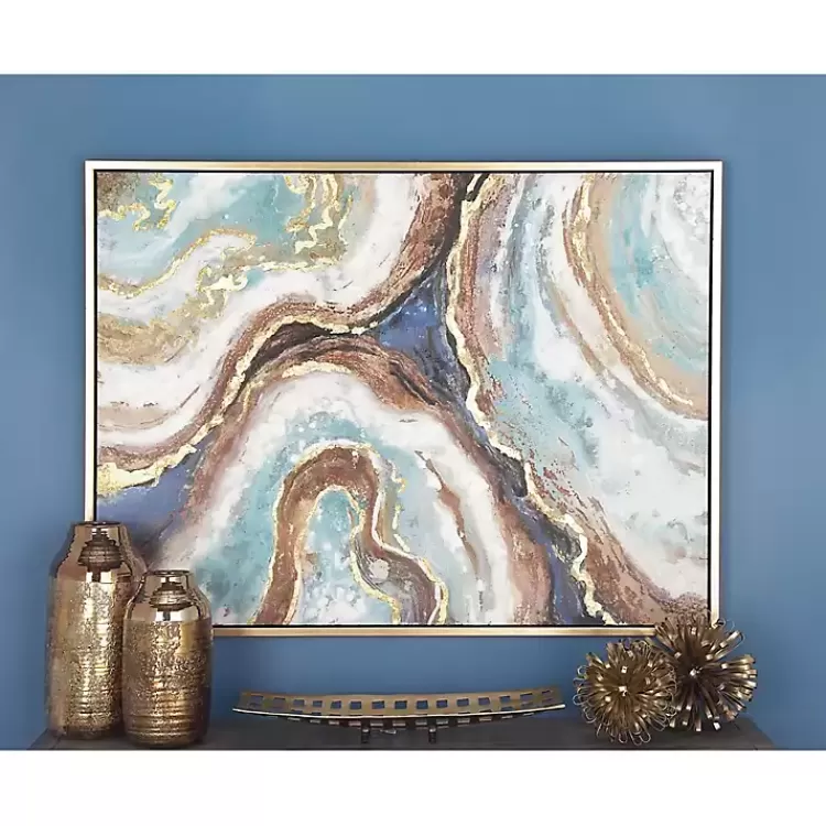 Blue Marbling Agate Framed Canvas Art Print>Kirklands Home Cheap