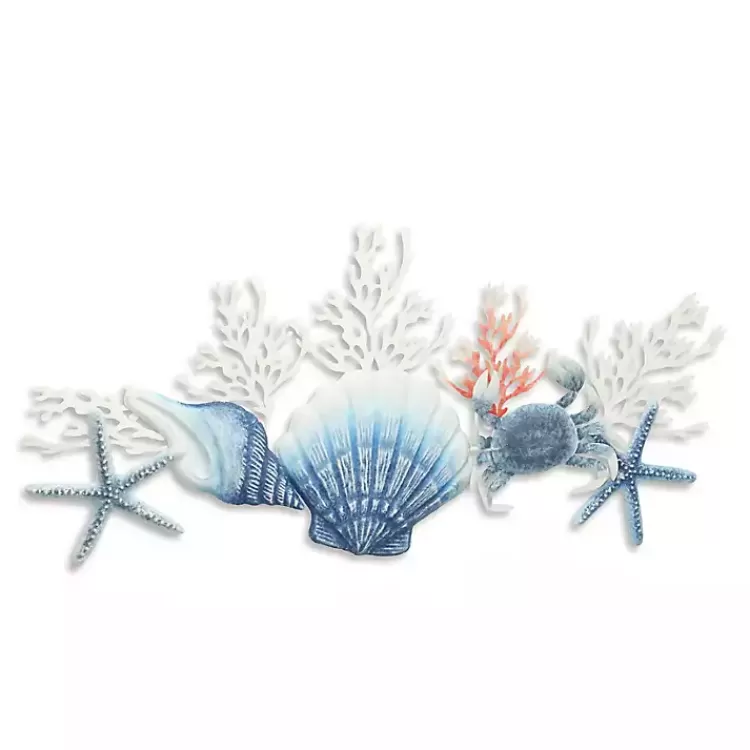 Blue Metal Coral and Shell Wall Plaque>Kirklands Home Flash Sale