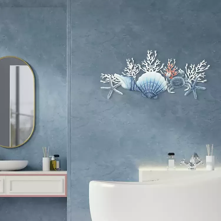 Blue Metal Coral and Shell Wall Plaque>Kirklands Home Flash Sale