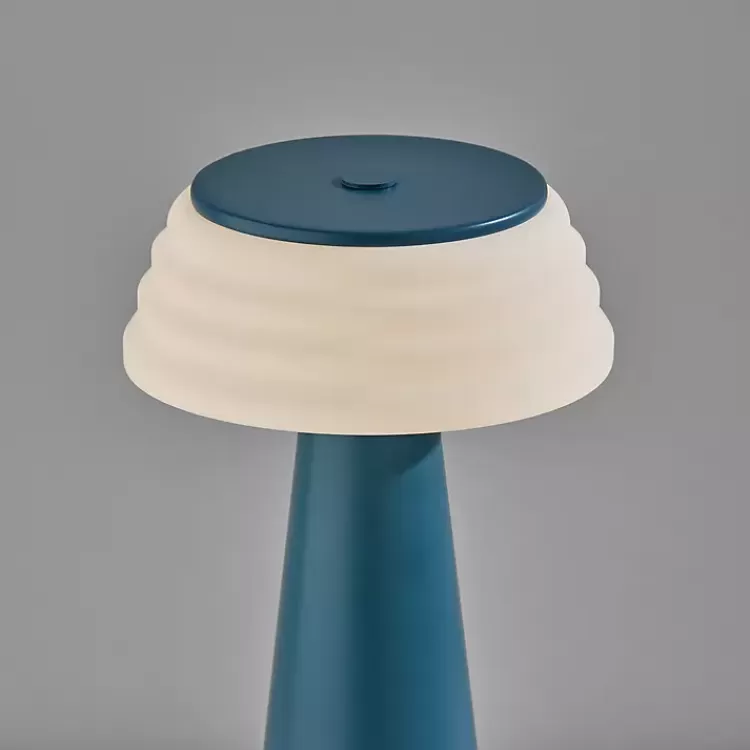 Metal Cordless Lamp with White Ribbed Shade>Kirklands Home Cheap