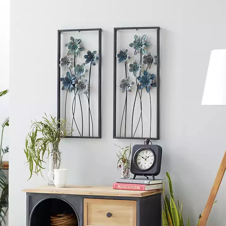 Metal Floral Panel Wall Plaques, Set of 2>Kirklands Home Clearance