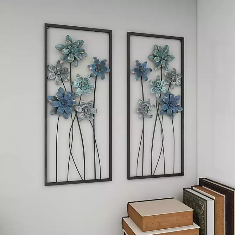 blue_metal_floral_panel_wall_plaques_set_of__10.webp Metal Floral Panel Wall Plaques, Set of 2>Kirklands Home Clearance