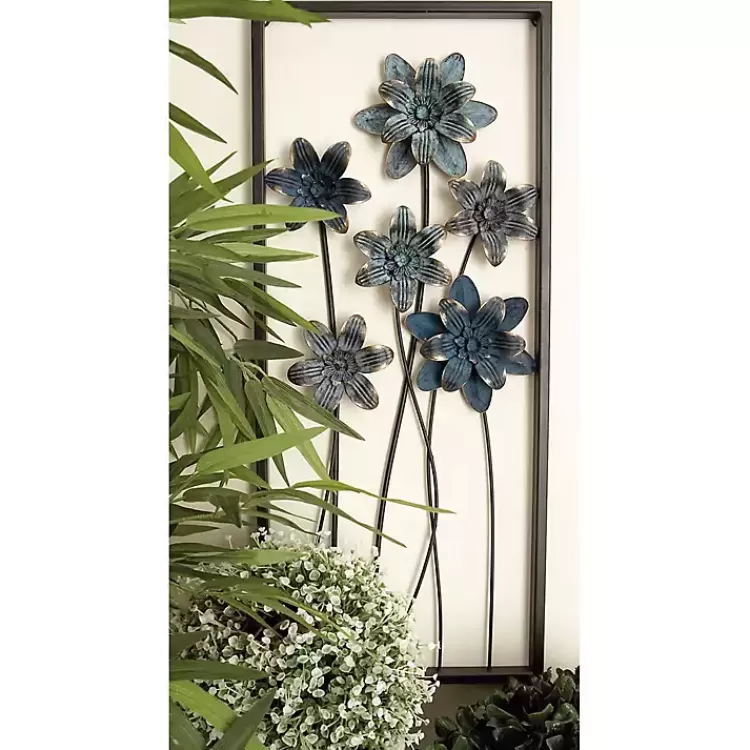 blue_metal_floral_panel_wall_plaques_set_of__2.webp Metal Floral Panel Wall Plaques, Set of 2>Kirklands Home Clearance