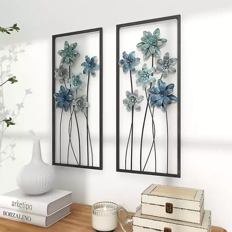 blue_metal_floral_panel_wall_plaques_set_of__9.webp Metal Floral Panel Wall Plaques, Set of 2>Kirklands Home Clearance