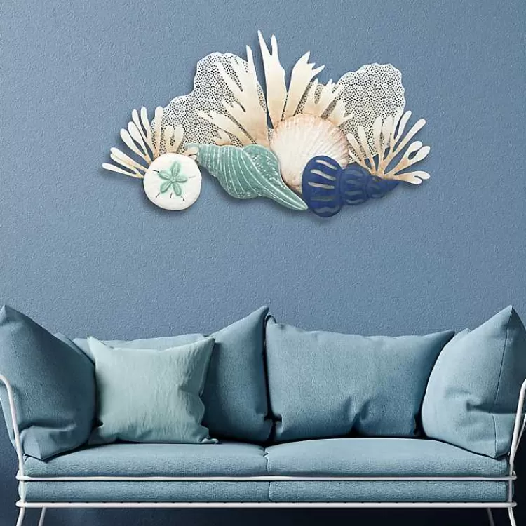 Blue Metal Reef and Shell Wall Plaque>Kirklands Home Best