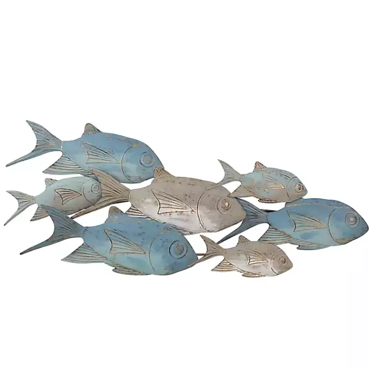 Metal School of Fish Wall Plaque>Kirklands Home Clearance