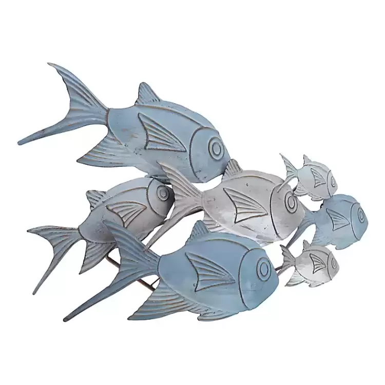 Metal School of Fish Wall Plaque>Kirklands Home Clearance