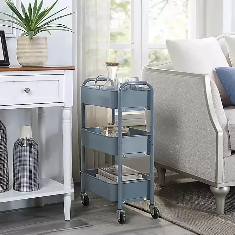 blue_metal_tier_organizer_storage_cart_2.webp Metal 3-Tier Organizer Storage Cart>Kirklands Home Clearance