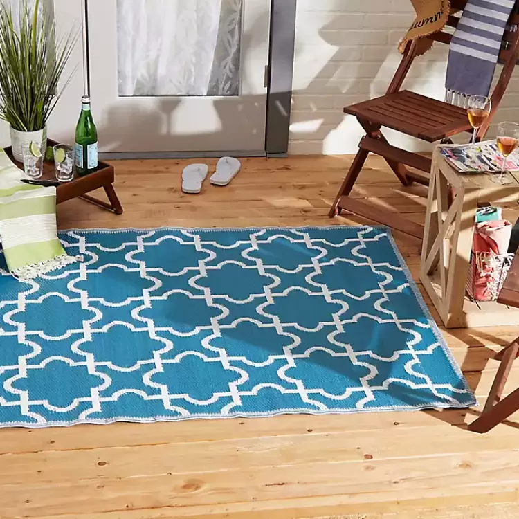 blue_moroccan_trellis_outdoor_area_rug_x_10.webp Blue Moroccan Trellis Outdoor Area Rug, 4x6>Kirklands Home Store