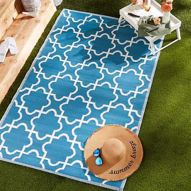 blue_moroccan_trellis_outdoor_area_rug_x_4.webp Blue Moroccan Trellis Outdoor Area Rug, 4x6>Kirklands Home Store