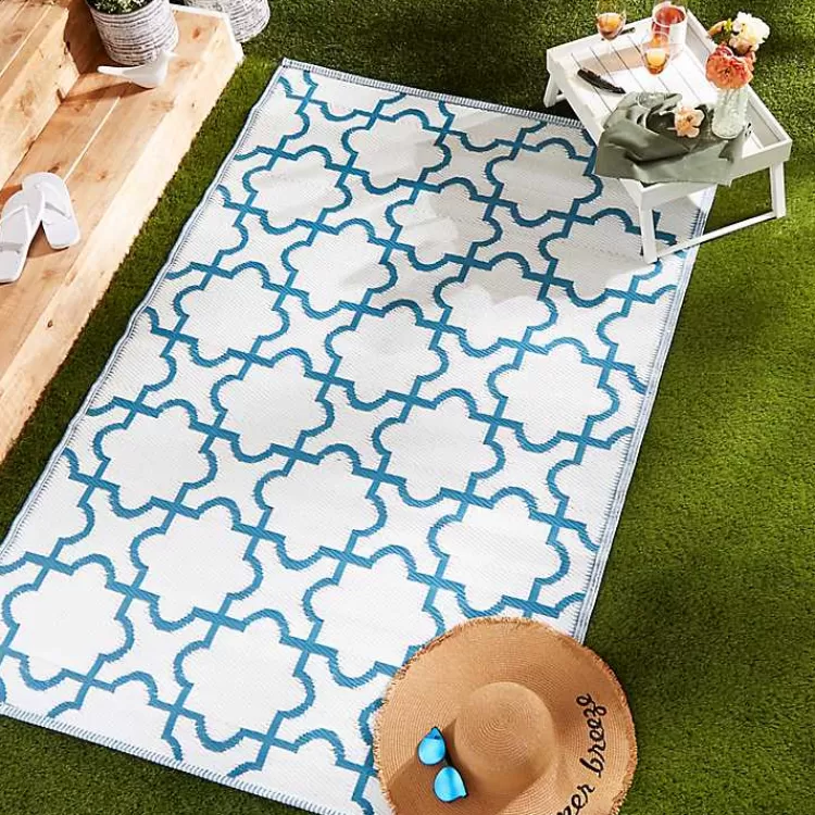 blue_moroccan_trellis_outdoor_area_rug_x_9.webp Blue Moroccan Trellis Outdoor Area Rug, 4x6>Kirklands Home Store