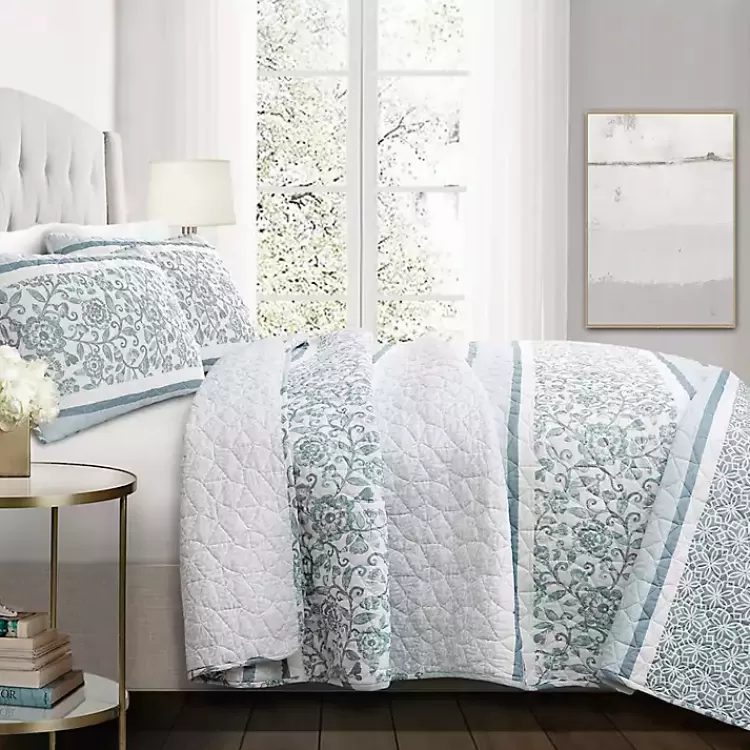 Blue Nisha Floral Full/Queen 3-pc. Quilt Set>Kirklands Home Cheap