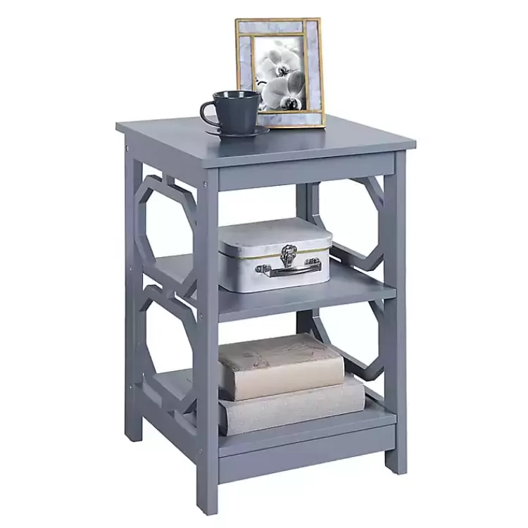 blue_octagon_shelf_accent_table_2.webp Octagon 2-Shelf Accent Table>Kirklands Home Sale