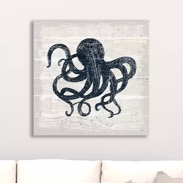 blue_octopus_driftwood_canvas_art_print_2.webp Blue Octopus Driftwood Canvas Art Print>Kirklands Home Fashion