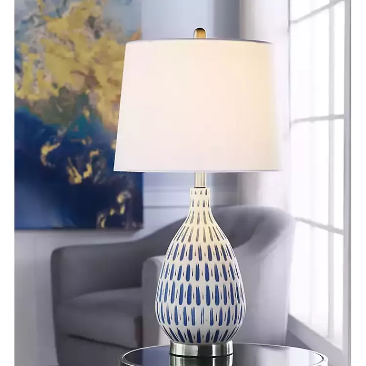 Blue Off-White Ceramic and Steel Table Lamp>Kirklands Home Hot