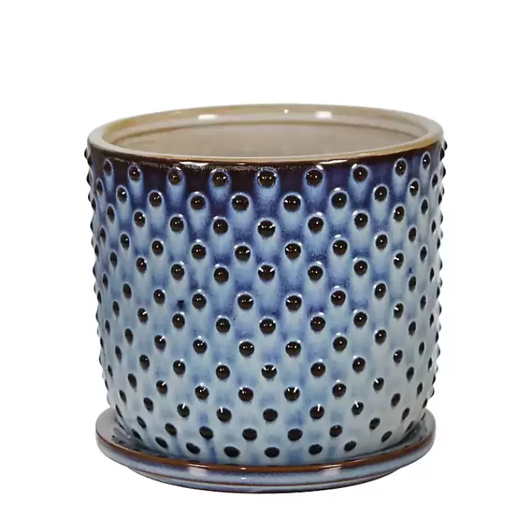 Blue Ombre Dotted Ceramic Planter with Saucer>Kirklands Home Online