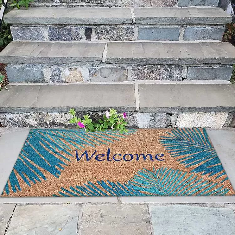 blue_palm_fronds_welcome_coir_doormat_2.webp Blue Palm Fronds Welcome Coir Doormat>Kirklands Home Clearance