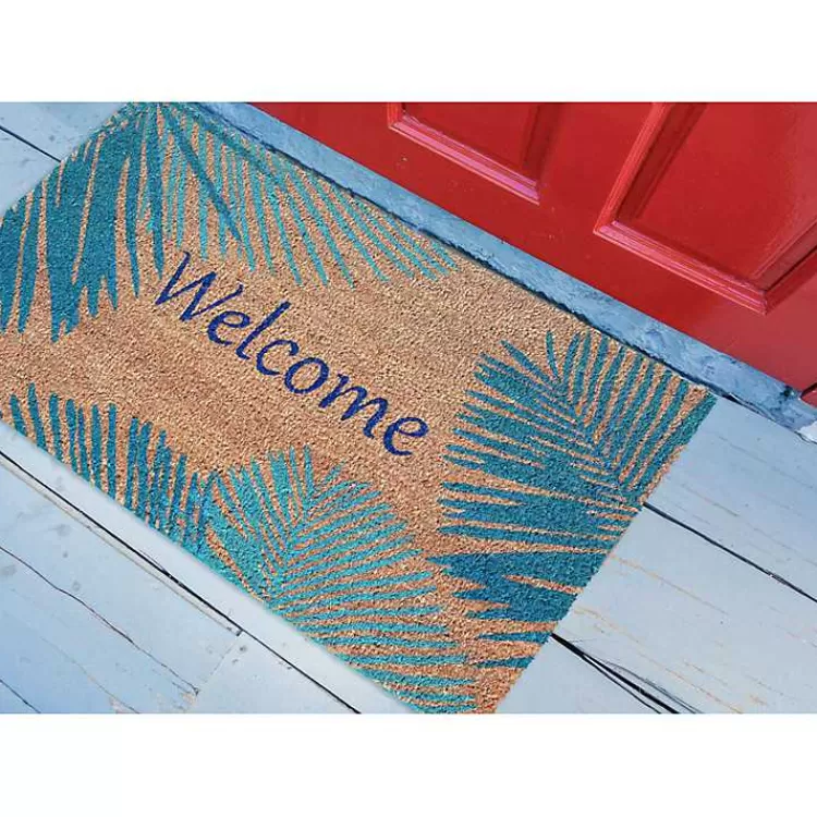 blue_palm_fronds_welcome_coir_doormat_4.webp Blue Palm Fronds Welcome Coir Doormat>Kirklands Home Clearance