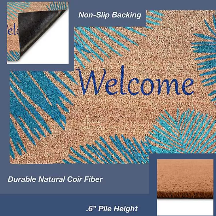 blue_palm_fronds_welcome_coir_doormat_5.webp Blue Palm Fronds Welcome Coir Doormat>Kirklands Home Clearance