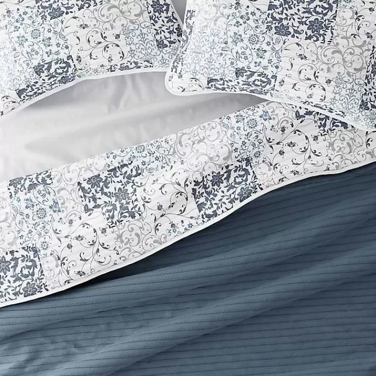 blue_patchwork_reversible_pc_queen_quilt_set_5.webp Blue Patchwork Reversible 3-pc. Queen Quilt Set>Kirklands Home Best