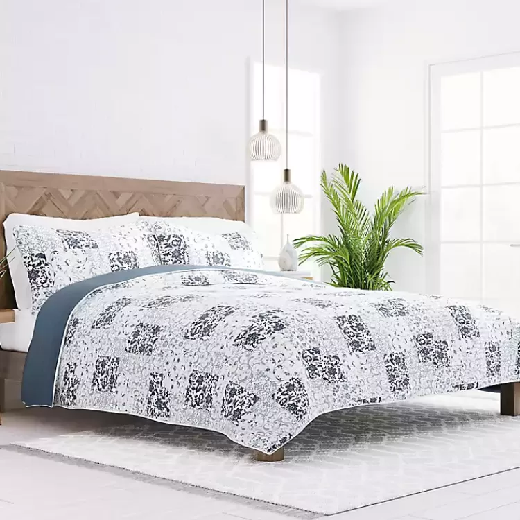 Blue Patchwork Reversible 2-pc. Twin Quilt Set>Kirklands Home Cheap