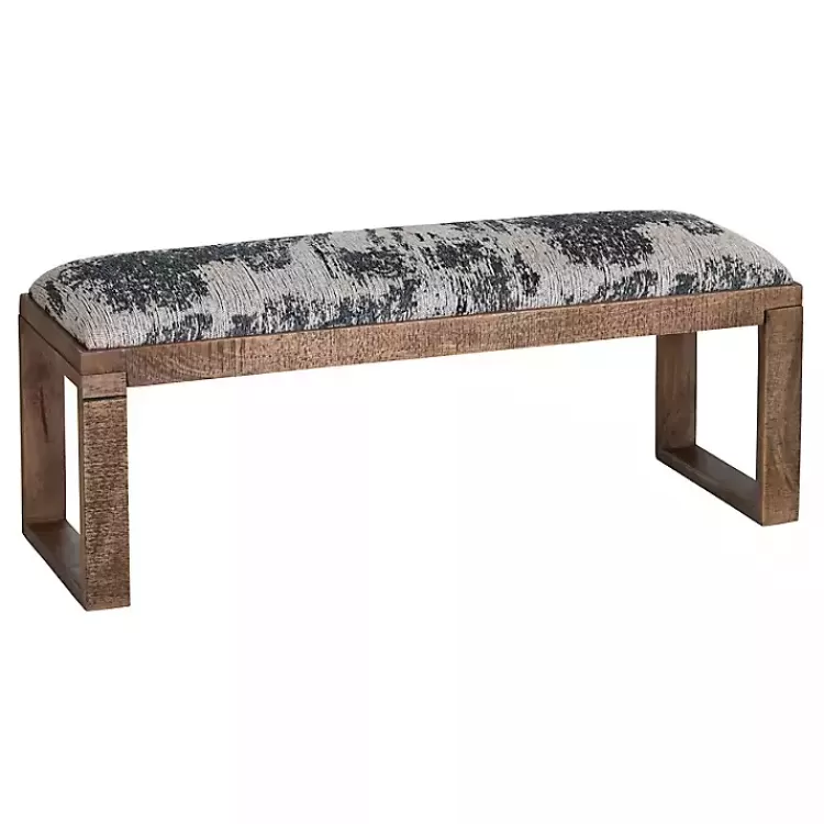 Blue Pattern Upholstered Wood Bench>Kirklands Home Clearance