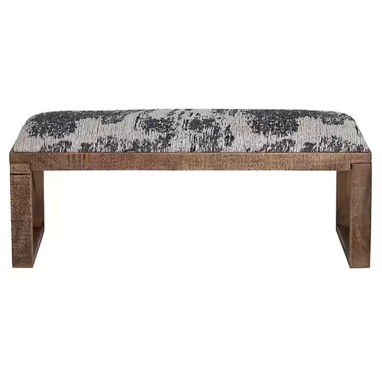 Blue Pattern Upholstered Wood Bench>Kirklands Home Clearance