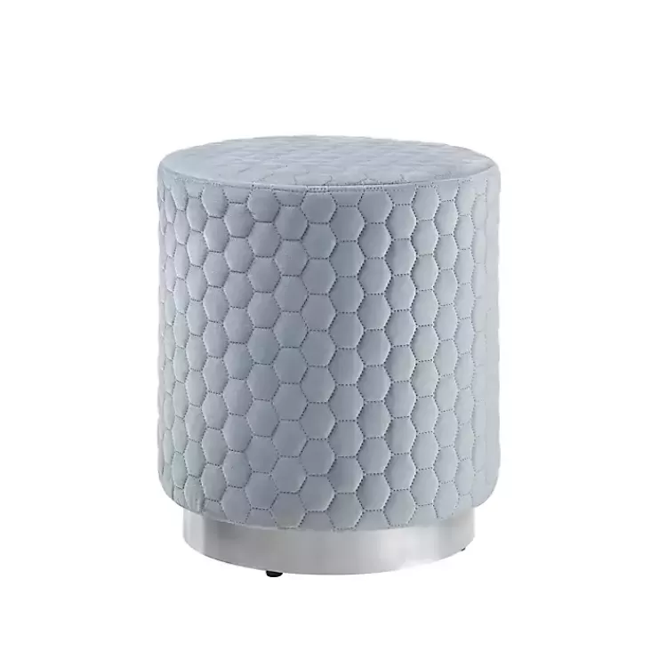Blue Quilted Honeycomb Ottoman>Kirklands Home Clearance
