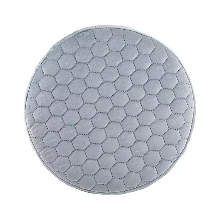 Blue Quilted Honeycomb Ottoman>Kirklands Home Clearance