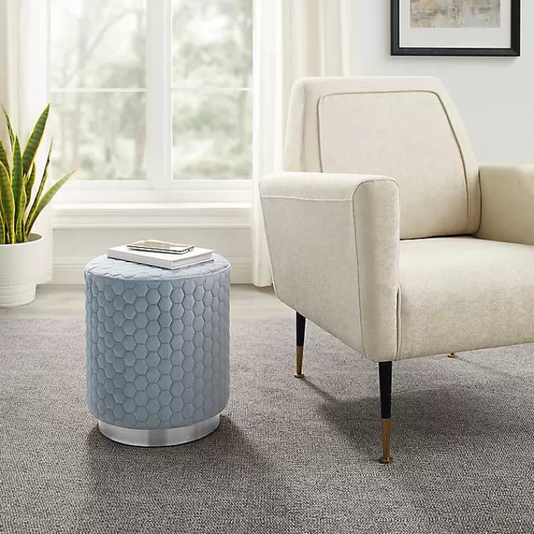blue_quilted_honeycomb_ottoman_3.webp Blue Quilted Honeycomb Ottoman>Kirklands Home Clearance
