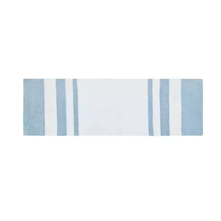Blue Reversible Stripe Trim Bath Mat, 72 in.>Kirklands Home Online