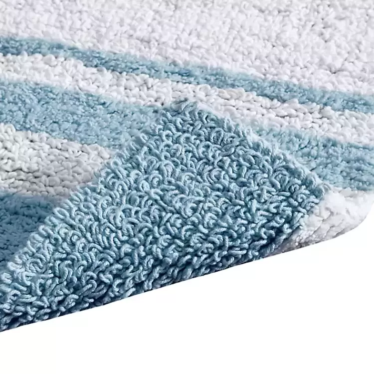 Blue Reversible Stripe Trim Bath Mat, 72 in.>Kirklands Home Online