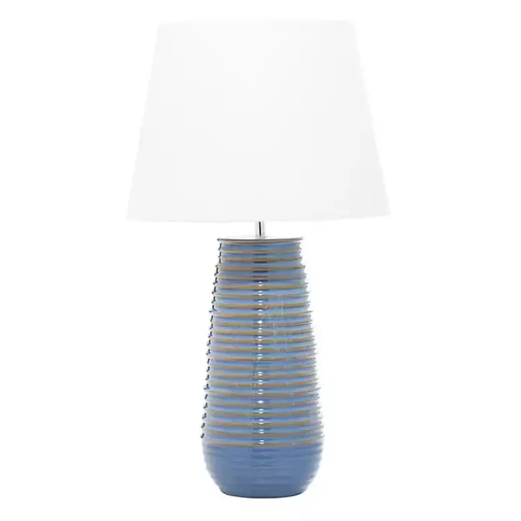 Blue Ribbed Stoneware Table Lamp>Kirklands Home Store