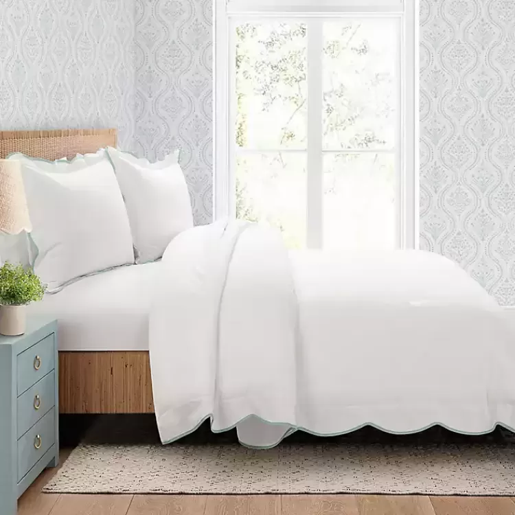 Blue Scalloped Edge 3-pc. Full/Queen Comforter Set>Kirklands Home Shop