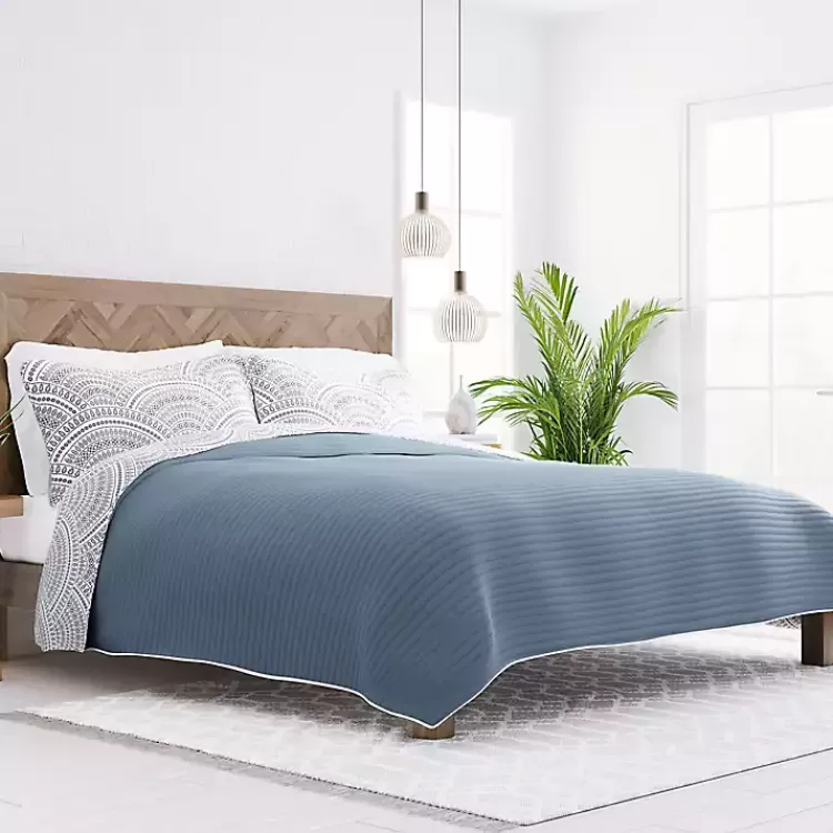 Blue Scalloped Reversible 3-pc. Queen Quilt Set>Kirklands Home Cheap