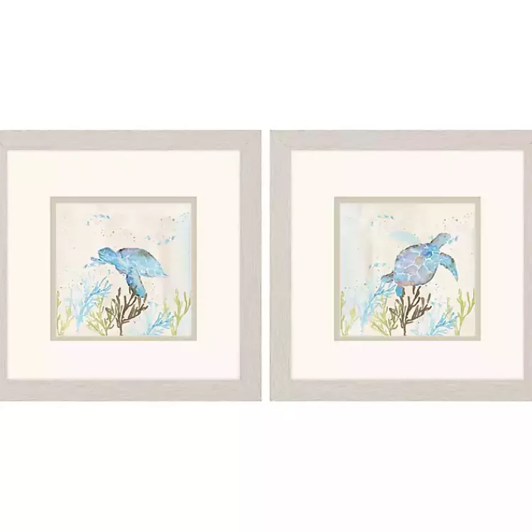 Blue Sea Turtle Frames Art Prints, Set of 2>Kirklands Home Clearance