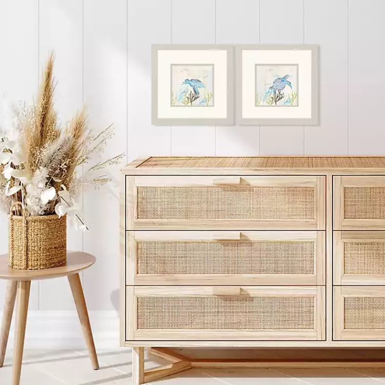 Blue Sea Turtle Frames Art Prints, Set of 2>Kirklands Home Clearance