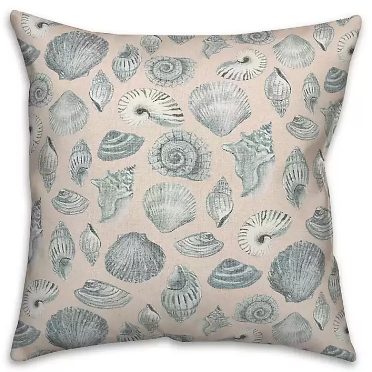 Blue Seashell Outdoor Throw Pillow>Kirklands Home Shop