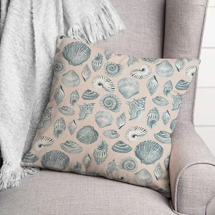 Blue Seashell Outdoor Throw Pillow>Kirklands Home Shop