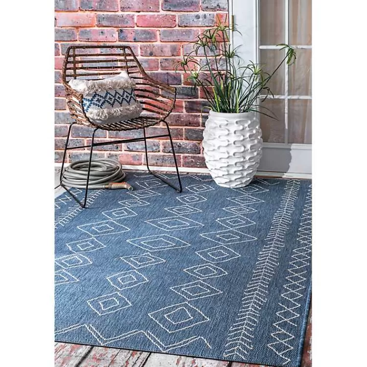 Blue Serna Tribal Outdoor Area Rug, 8x11>Kirklands Home Cheap
