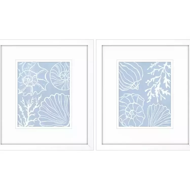 Blue Shell Silhouettes Framed Art Prints, Set of 2>Kirklands Home Fashion