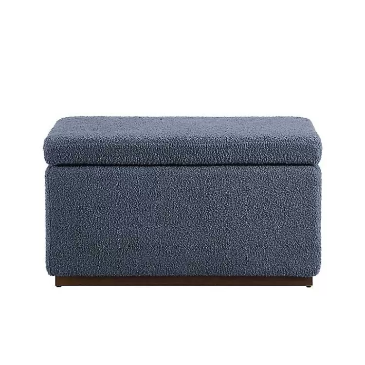 Blue Sherpa & Walnut Rectangle Storage Ottoman>Kirklands Home Clearance