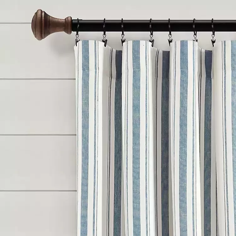 blue_stripe_farmhouse_curtain_panel_set__in_2.webp Stripe Farmhouse Curtain Panel Set, 95 in.>Kirklands Home Clearance