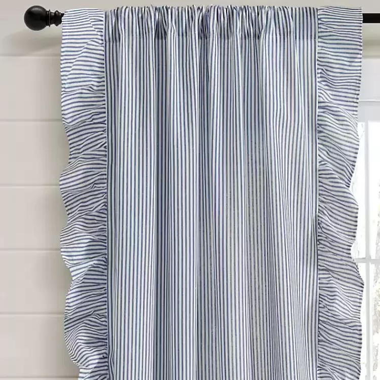 blue_stripe_ruffled_curtain_panel_set__in_2.webp Blue Stripe Ruffled Curtain Panel Set, 84 in.>Kirklands Home Best