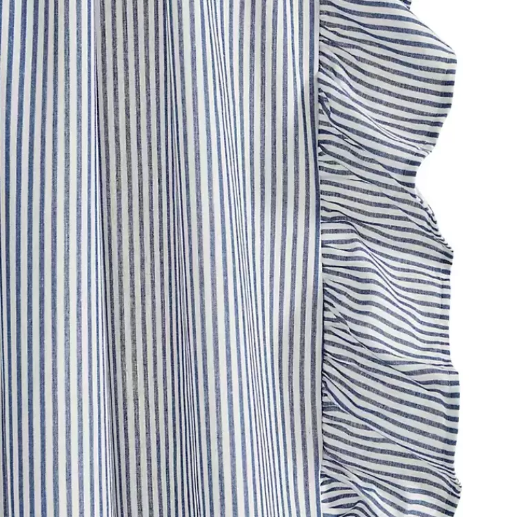 blue_stripe_ruffled_curtain_panel_set__in_5.webp Blue Stripe Ruffled Curtain Panel Set, 84 in.>Kirklands Home Best