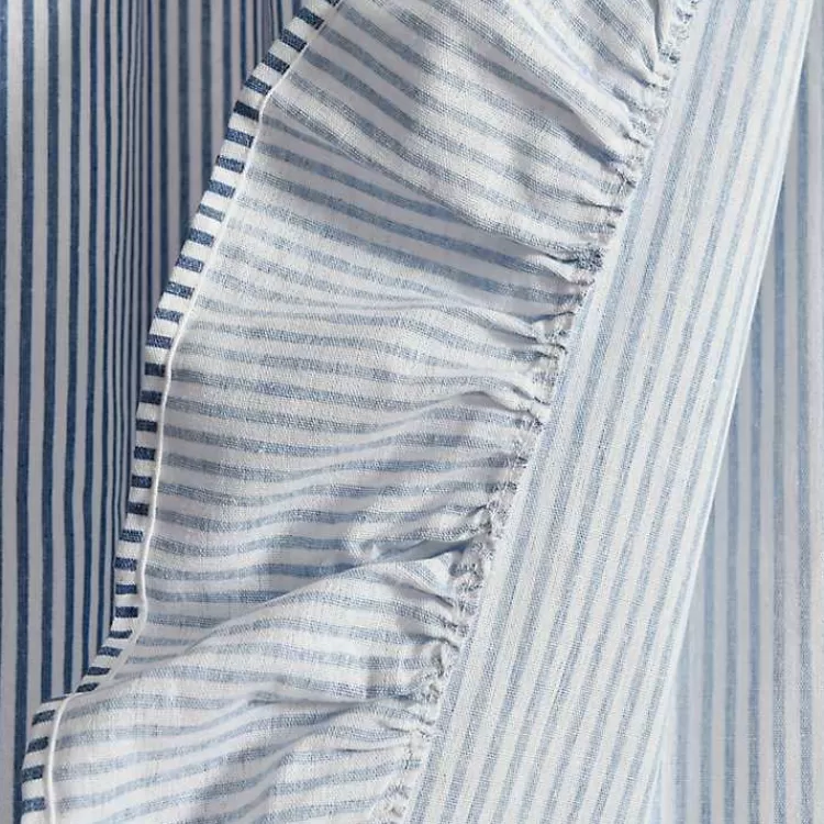 blue_stripe_ruffled_curtain_panel_set__in_6.webp Blue Stripe Ruffled Curtain Panel Set, 84 in.>Kirklands Home Best