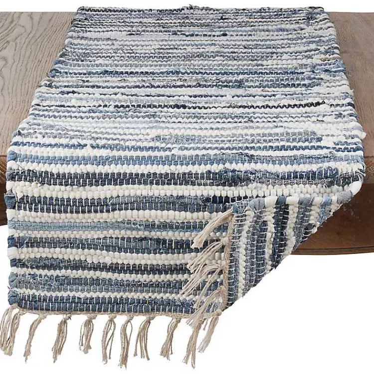 Blue Striped Chindi Cotton Table Runner>Kirklands Home Best