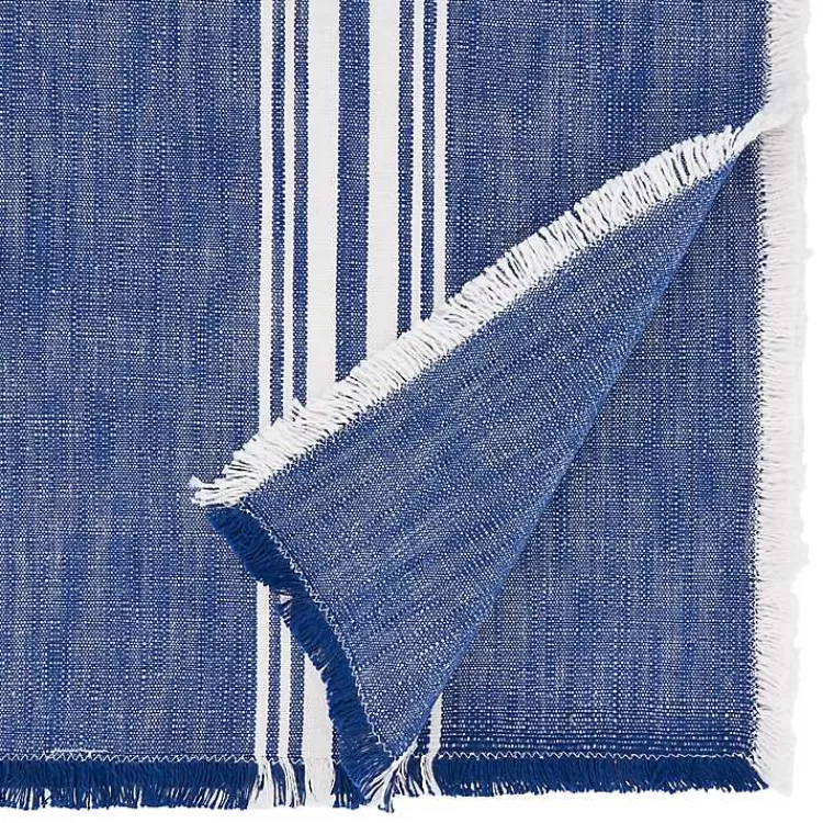 Blue Striped Fringe Table Runner, 72 in.>Kirklands Home Hot